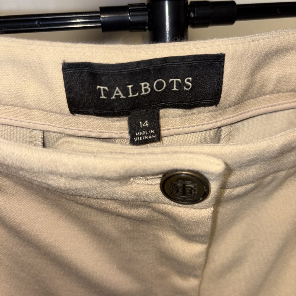 Talbots Pants Beige Trousers Dalton Equestrian Slim Leg Stretch Womens Size 14 - Picture 4 of 7